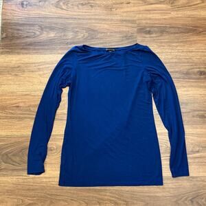 Eileen Fisher Navy Long Sleeve Top Womens XS Classic Everyday